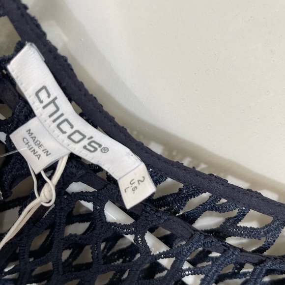 Chic Navy Lace Travelers Collection Crochet Jacket Career Events Classic Size 2 - Picture 14 of 14